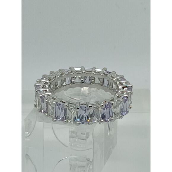 3.70CT White Gold EP Eternity Anniversary Wedding Band Ring Size 9 - Picture 4 of 8